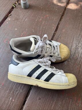 adidas White Black Sneakers with Cream Shell Toe